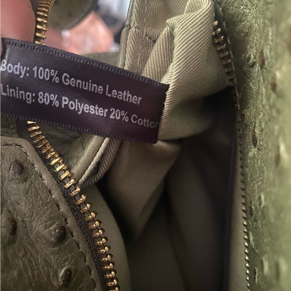 G.I.L.I. Olive Green Ostrich-Embossed Satchel with Tassel - Picture 2 of 16